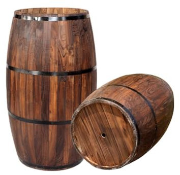 Support pour plantes Tonneau à vin Tonneau à whisky Pot de fleurs Conteneur rond en bois massif pour tonneau à vin Petit pot de fleurs en tonneau à vin avec trou de drainage Utilisation extérieure
