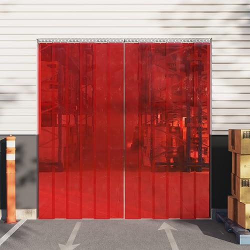 Toshilian Rideau à Lanières en Bande, Rideau Industriel de Porte Rideau de Porte Rouge 200 mmx1,6 mm 10 m PVC