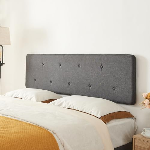 [en.casa] Väggpanel Tokke huvudgavel vadderad för säng 140 cm stoppningspanel, väggkudde med textilöverdrag, sänghuvuddel 140 x 52 cm, grå