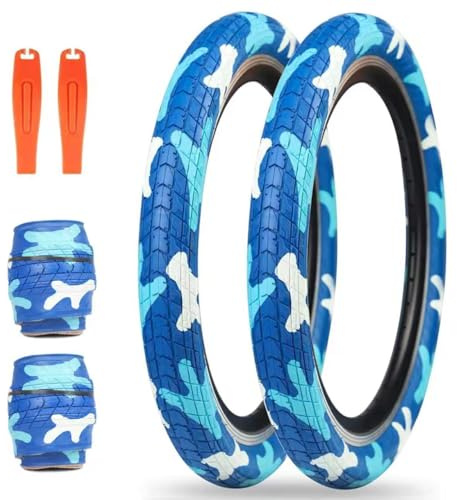 ZUKKA Lot de 2 pneus de vélo 20 x 2,125 - Bleu - 54-406 (20 x 2,125) - Pneus pliables - Pour enfants BMX