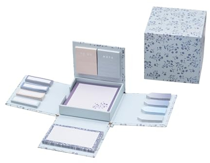 Idena 11370 - Set de blocs de notas desplegables con notas adhesivas y cinta adhesiva, práctico dispensador en caja plegable, adecuado para la oficina, la escuela y el hogar, compacto y versátil