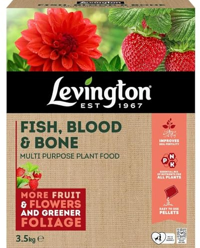Levington Natural Fish Blood & Bone Fertiliser 3.5kg & 9kg – All-Purpose Organic Plant Feed for Strong Root Growth – Ideal for Vegetables, Flowers, Shrubs & Trees – Soil Enricher (3.5KG)