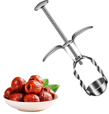 Strumento di rimozione della fossa della data in acciaio inossidabile 304, snocciolatore per prugne, multi Cherry Stoner Pit Corer con design a molla Espulsore automatico del nucleo efficiente gadget