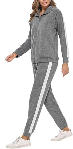 Demegimi Tuta Donna Sportiva Completo Pigiama Donna Sportivo Autunno Invernale Elegante Tuta Donna Ginnastica per Jogging Yoga Training Fitness