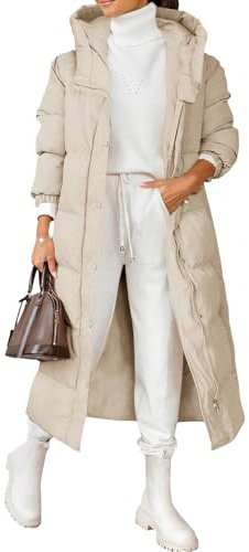 Chaqueta acolchada larga para mujer, abrigo de invierno con capucha y manga larga.