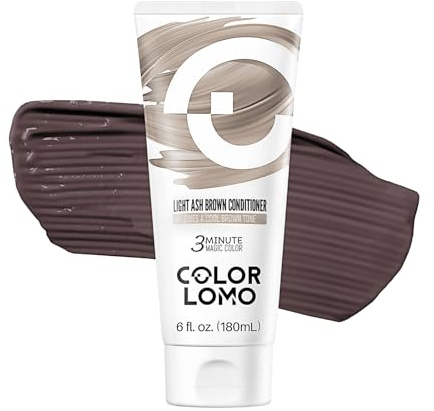 COLORLOMO Semi Permanent Hair Color - 6 oz Color Depositing Conditioner with Shea Butter & Almond Oil- Color Conditioner Depositing Hair Mask - Vegan, Paraben, Ammonia & Sulfate Free -Light Ash Brown