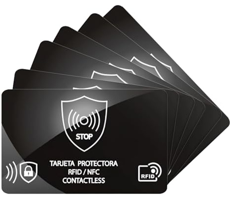 Fyfjur Lot de 6 cartes bloqueurs RFID, protection RFID avec brouilleur pour portefeuille, protection NFC ultra fine pour cartes de crédit, cartes bancaires et cartes d'identité