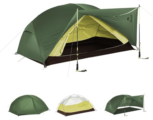 Naturehike Mongar Base, tenda a cupola da campeggio ultraleggera per 3 persone, impermeabile, per attività all'aria aperta, trekking ed escursionismo (verde foresta, 3 persone)