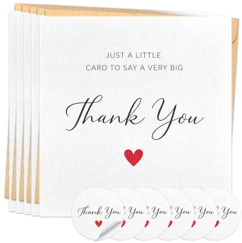 YISCOKO Thank You Cards Multipack of 5 with Envelopes and Free Stickers-11.5 * 11.5cm-Thank You Card for Weddings, Teachers, Kids, Baby Showers,Birthdays and Christmas.