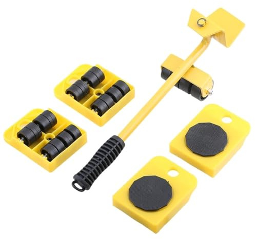 Piede di Porco per Mobili Strumento for lo spostamento di mobili pesanti, pannello da 4 pezzi con piede porco, sistema ruote for il sollevamento, carrello elevatore for la casa, set trasporto(Yellow)