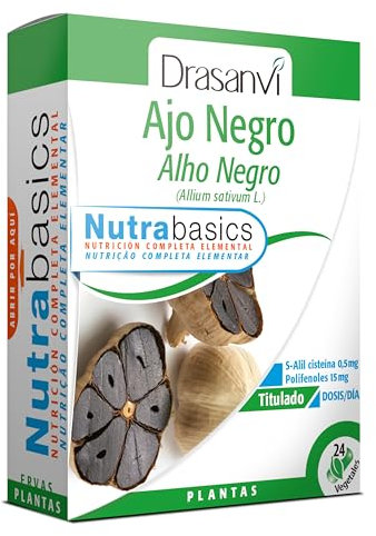 DRASANVI NUTRABASICS AJO NEGRO - Ayuda a mantener la salud cardiovascular - VEGANO - SIN GLUTEN - 24 cápsulas vegetales