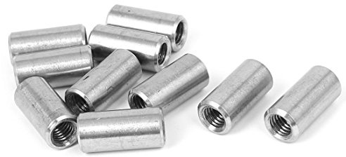 uxcell a16050300ux0578 M8x1.25mm Threaded Sleeve Rod Bar 304 Stainless Steel Round Connector Nuts 10pcs