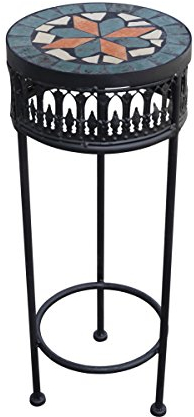 PrimoLiving Sgabello per fiori in metallo, a mosaico, rotondo, nero, taglia M (P-927)