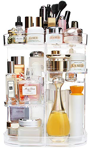 AMEITECH Make up Organizer, Verstellbares 360 Grading Kosmetik Aufbewahrungskarussell Spinnhalter Aufbewahrungsregal mit 5 Schichten und Großer Kapazität, ideal für Waschtischplatten, Quadratisch
