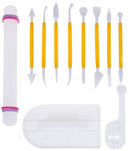 Kit de 11 herramientas de modelado de fondant, para alisar y decorar tartas