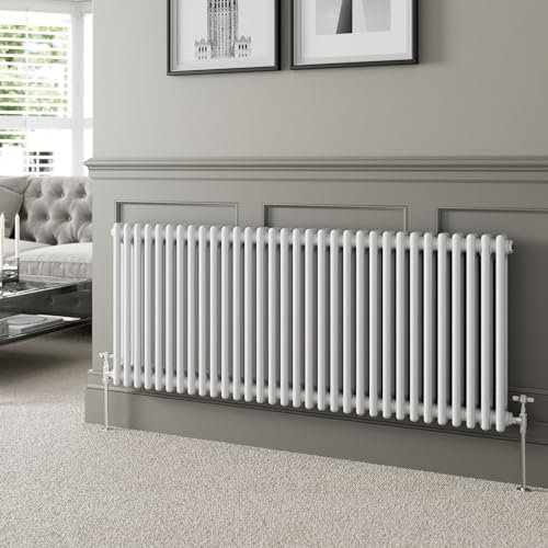 DuraTherm® 600 x 1460mm White Traditional Horizontal Designer Radiator Double Column Colosseum Cast Iron Style Central Heating Panel Radiators Rad