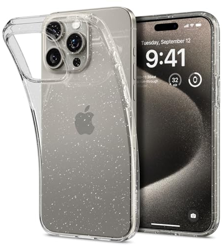 Spigen Liquid Crystal Glitter Hülle Kompatibel mit iPhone 15 Pro Max -Crystal Quartz