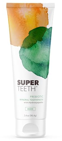 SuperTeeth Hydroxyapatite, Fluoride-Free Toothpaste with Prebiotics & Xylitol | Remineralizing Toothpaste that Freshens Breath, Fights Cavities & Plaque Buildup | Mint Flavored, Made in the USA