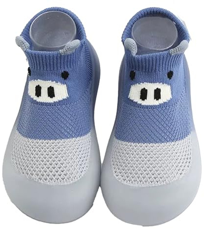 Baby Girls Boys First Walking Shoes Anti Slip Slippers Socks Barefoot Shoes Toddler Infant Non Slip Sole Shoes Breathable(Blue Grey, 18-24Month)
