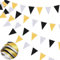 66ft Bunting Banner, 52pcs wasserdichtes Polyester Stoff Dreieck Flaggen Wiederverwendbare Pennant Bunting Schwarz Gold Silber Pennant Banner für Party Banner Party Dekorationen