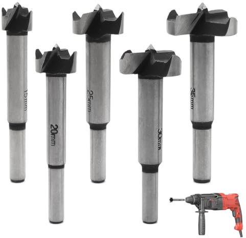 Forstnerbohrer Set Aoyswuz 5 Teilig Holzfräser Forstnerbohrer 15-35 mm Professional Forstnerbohrer für Tragbare Bohrmaschinen Oder Stationäre Maschinen (Kein 20mm Bohrer)
