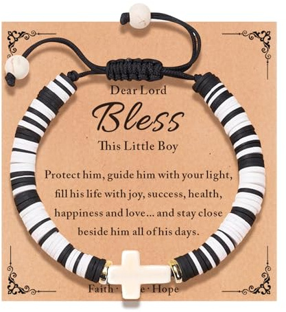 TOLOWOBK Boys Easter Basket Stuffers for Toddler Teens Easter Egg Fillers Decorations Essentials Christian Gifts for Kids Mens Cross Bracelet Son Grandson Birthday Baptism Confirmation Confirmation