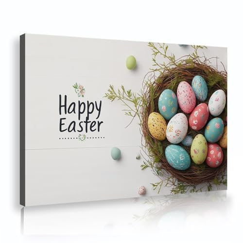 OSHIONARTE Osterei Druck Poster Moderne Nordic Eklektische Leinwand Wandkunst Kiefer Vogelnest Wandkunst für Schlafzimmer Wohnzimmer Dekor 70x100cm Innenrahmen