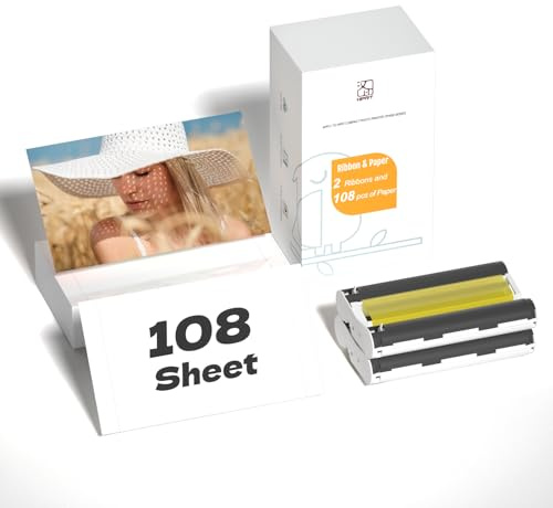 CP4100/CP4000L 4X6 Photo Printer Paper 108 Sheets and 2 Ribbons, for HPRT iDPRT CP4100/CP4000L Phone Wifi Instant Color Picture Sublimation Printer Papel Fotográfico Para Impresora Photo Paper