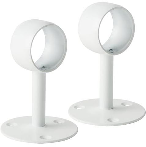 SAYAYO Soporte Barra Cortina Techo Blanco Soporte Barra Armario Pared 38mm Diámetro Acero Inoxidable 2 Piezas Accesorios de Cortinas Barra de Armario, Ducha, Dormitorio
