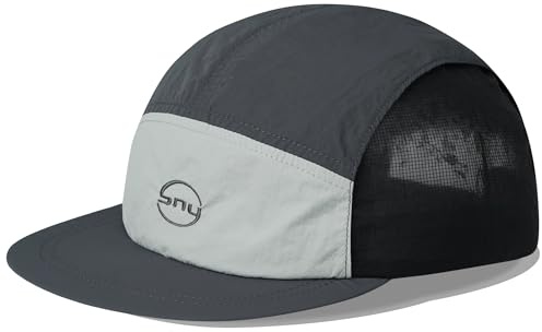 CLAPE Casquette 5 Panneaux Casquette Bord Court Baseball Cap Respirant Mesh Cap Chapeau Plat Running Sport Hat Réglable Darkgrey BSSP2559