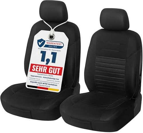 Upgrade4cars Coprisedili Anteriore Set Versione 2026 | Coperture Universali in Nero per Conducente e Passeggero | Accessori Interno Auto Decorazione