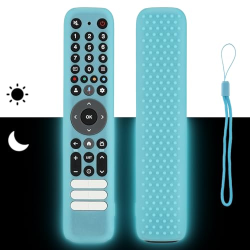 Funda para Mando a Distancia de Silicona Compatible con TCL RC833 GUB1 TV Mando a Distancia Cubierta Protectora a Prueba de Choques con Cordón (Azul Fluorescente)