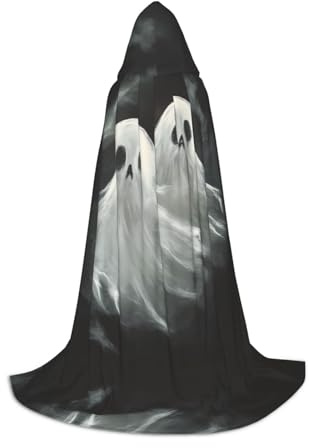 JDbncxe L Halloween Cape à Capuche Flottante Imprimé Fantôme - Cape Costume Unisexe pour Cosplay, Comic Exposition, Carnaval Party