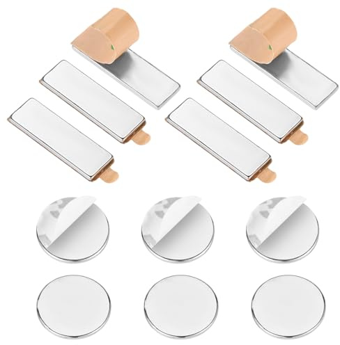 12pz Magneti per Mobili Chiusura, Chiusure Invisibili Ante di Armadietti Senza Trapano Magneti Cassetti Super Sottili Adatti per Cucina Bagno Camera da Letto (6 Rettangolari + 6 Rotondi)