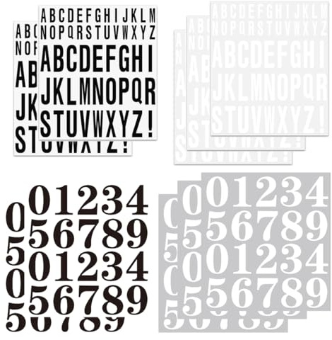 Lettere Adesive In Vinile per Pattini, 365 pezzi, Adesivi Lettere per Auto Alfabeto, Simbolo, Impermeabile, Maiuscole, per appunti, poster, cassette postali, bianco e nero, 2 pollici