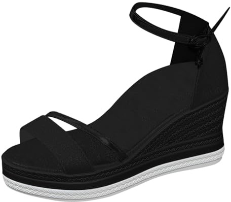 Plattformssandaler för kvinnor, bred passform kilsandaler för kvinnor, öppen tå kil sandal med justerbar ankelrem bågstöd bekväm sandal halkfria sommar strandskor