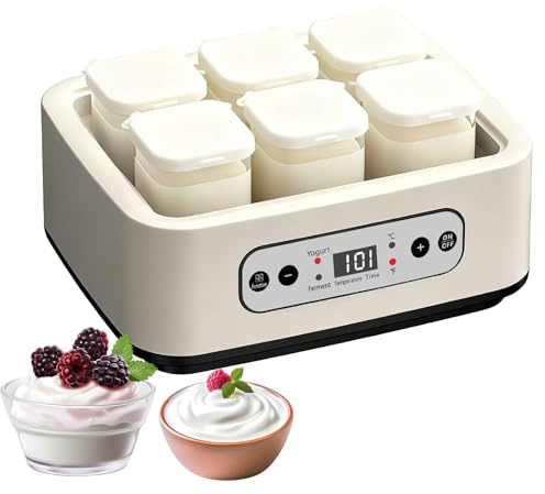 Macchina Per La Fermentazione Dello Yogurt, Macchina Per Lo Yogurt Con Temperatura E Timer Regolabili, Capacità 1,5 Litri, Include 6 Vasetti Di Vetro, Ideale Per Yogurt Probiotico Fatto In Casa