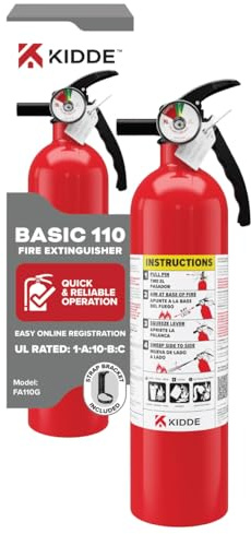 Kidde, FA110G, Multi Purpose Fire Extinguisher for Home, Office, Dorm, Residential, 1A10BC