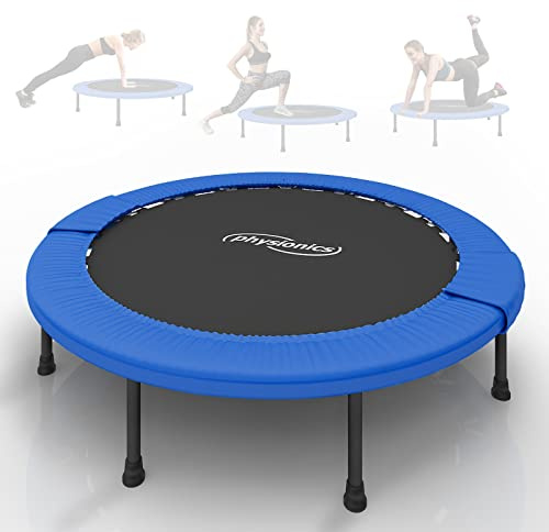 Physionics Mini Trampoline – Diamètre au Choix (Ø 81, 91, 96, 102, 114, 122 cm), Pieds antidérapants, intérieur et extérieur, Tapis élastique, pour Sauter (Ø 81 cm)