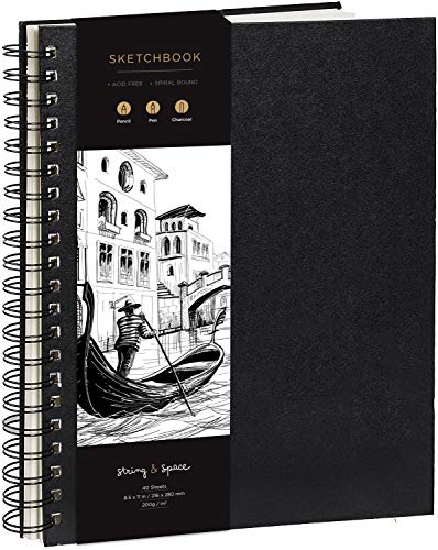 A4 Sketchbook for Artists Hardcover – 200GSM Very Thick Paper – Large Sketch Pad Art Book, Spiral Bound Book for Children – Drawing Book 21.6x28cm, 40 Sheets / 80 Pages
