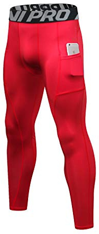 LNJLVI Pantalons de Compression de Running Homme Sport Legging Base Layer Long Tight pour Gym Jogging (Rouge,M)