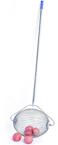 SHZICMY Collecteur de fruits en acier inoxydable - Collecteur de fruits et de noisettes - 23 x 35 x 145 cm