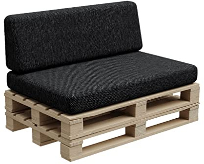Gutekissen® Pallkuddar palldynor trädgårdskuddar pallmadrasser soffa kudde stoppning dynor för inomhus och utomhusbruk PFBG (Set (120x80 + 120x35), grafit)