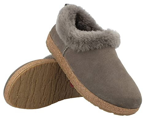 HAFLINGER Lammfellclog Iceland Filzpantoffel Hausschuh Anthrazit, Gr 38