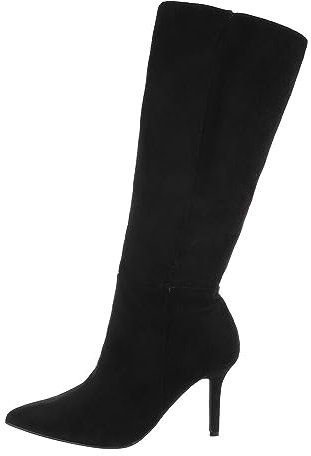 Ital Design Damenschuhe Stiefel High-Heel Stiefel, MVP331-, Textil, Schwarz, Gr. 40