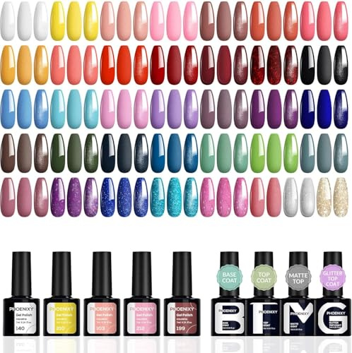 Phoenixy Gel Nail Polish - 36 Colours UV Soak-off Gel Nail Polish Set Nails Polishes with Base and Top Matte Coat Gifts for Women