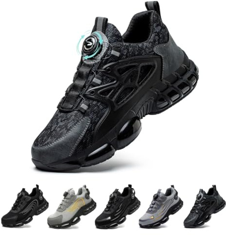 Gugifcto Chaussures de Sécurité Homme Femme Légère Basket Securite Antidérapante Mode Confortable Chaussures de Travail Respirantes Black 38 EU