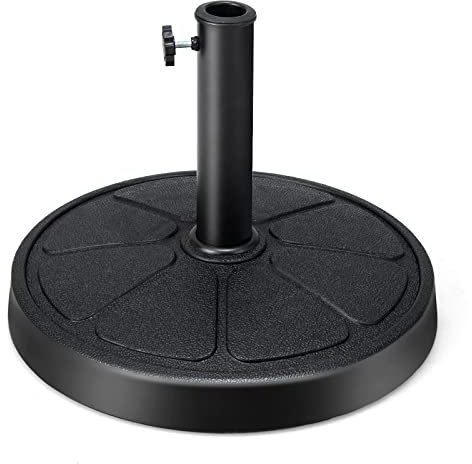 GOPLUS Pied de Parasol de Jardin Exterieur 38/48 mm, Support de Parasol en Résine avec Tube en Métal, Base de Parasol Lestée de 14KG, Socle de Parasol de Ø45 cm pour Plage, Balcon, Patio