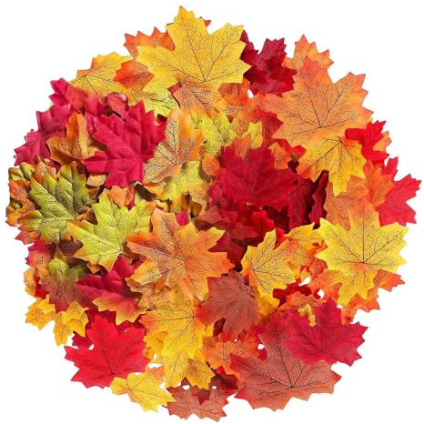 Autumn Leaves,300 Pcs Artificial Autumn Maple Leaves - Mixed 6 Fall Colored Leaf Autumn Table Scatters for Weddings, Autumn Parties,Autumn Decorations,Art Scrapbooking,Thanksgiving Day Halloween