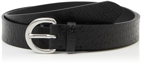 Calvin Klein Jeans Cinture da donna Classic Buckle AOP 30MM LV04K7019G, nero (nero/peltro), 75, Nero (nero/peltro), 75 cm